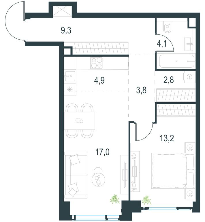 1-BD Apartment Sale, 55.1 sq. m. at Level Michurinskiy, Озёрная улица, вл1, Москва, Россия #2 1-BD Apartment Sale, 55.1 sq. m. at Level Michurinskiy, Озёрная улица, вл1, Москва, Россия #2
