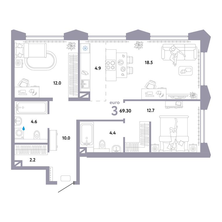 2-BD Apartment Sale, 68.9 sq. m. at Strana.Ozernaya, Ozyornaya Street, 42с7, Moscow, Russia #1 2-BD Apartment Sale, 68.9 sq. m. at Strana.Ozernaya, Ozyornaya Street, 42с7, Moscow, Russia #1