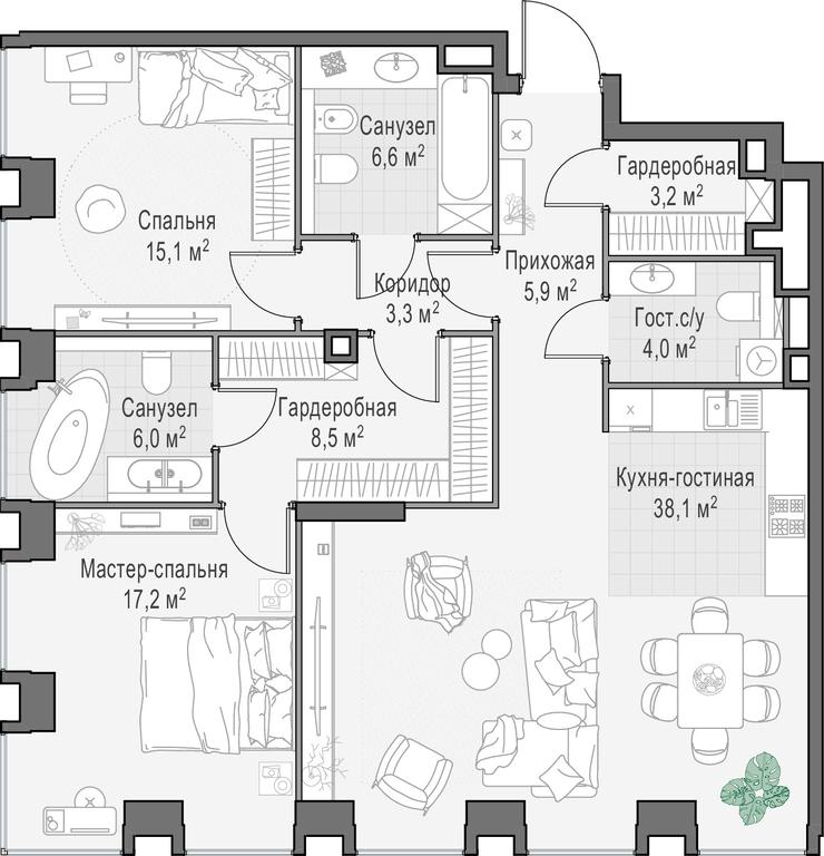 2-BD Apartment Sale, 108.4 sq. m. at Life Time, Sergeya Makeyeva Street, вл11/9с1-10, Moscow, Russia #1 2-BD Apartment Sale, 108.4 sq. m. at Life Time, Sergeya Makeyeva Street, вл11/9с1-10, Moscow, Russia #1