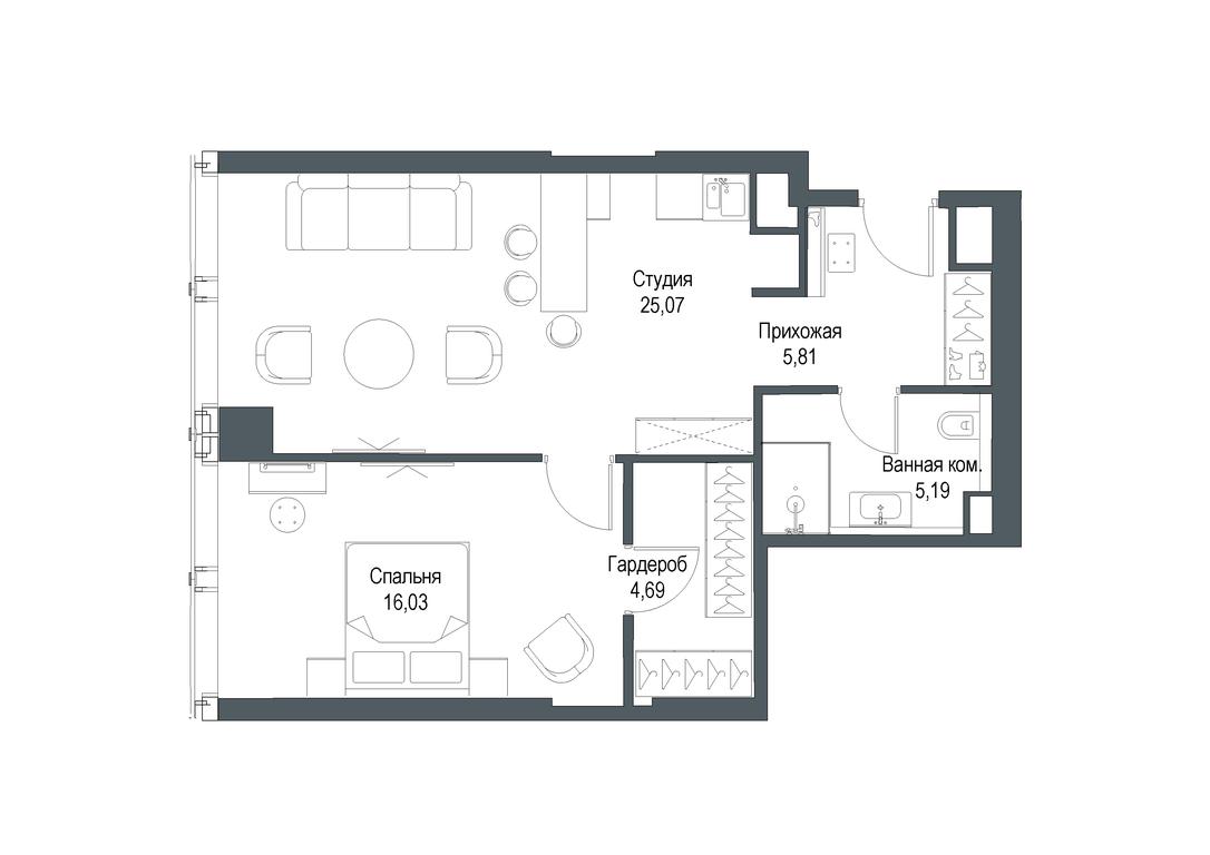 1-BD Apartment Sale, 56.77 sq. m. at Famous, Bagrationovsky Drive, 5к2, Moscow, Russia #2 1-BD Apartment Sale, 56.77 sq. m. at Famous, Bagrationovsky Drive, 5к2, Moscow, Russia #2