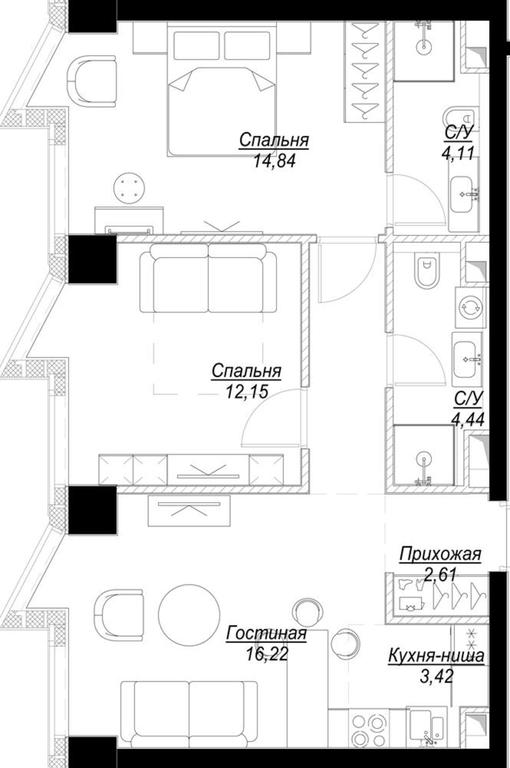 2-BD Apartment Sale, 61.85 sq. m. at Famous, Bagrationovsky Drive, 5к2, Moscow, Russia #1 2-BD Apartment Sale, 61.85 sq. m. at Famous, Bagrationovsky Drive, 5к2, Moscow, Russia #1