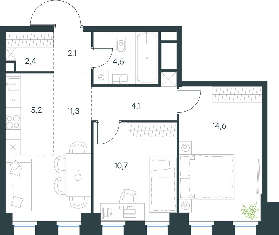 2-BD Apartment Sale, 54.9平方米 at Level Seligerskaya 2, Ilmenskiy Drive, 8Ас1, Moscow, Russia #1 2-BD Apartment Sale, 54.9平方米 at Level Seligerskaya 2, Ilmenskiy Drive, 8Ас1, Moscow, Russia #1