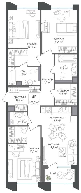 3-BD Apartment Sale, 99.4平方米 at Petrovskiy Park II, Stary Petrovsko-Razumovsky Drive, 1/23, Moscow, Russia #2 3-BD Apartment Sale, 99.4平方米 at Petrovskiy Park II, Stary Petrovsko-Razumovsky Drive, 1/23, Moscow, Russia #2