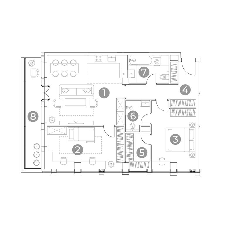 2-BD Apartment Sale, 100.7 sq. m. at Emotion, 2nd Silikatny Drive, 8, Moscow, Russia #1