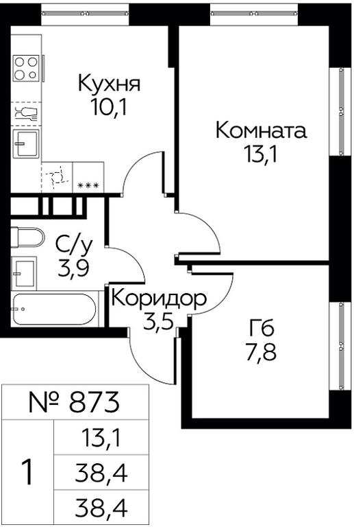 Продажа квартиры, 38,4 м² в ЖК «Цветочные Поляны», квартал № 23, поселение Филимонковское, Москва, Россия #1