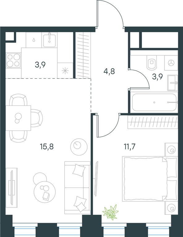 1-BD Apartment Sale, 40.1平方米 at Level Seligerskaya 2, Ilmenskiy Drive, 8Ас1, Moscow, Russia #1 1-BD Apartment Sale, 40.1平方米 at Level Seligerskaya 2, Ilmenskiy Drive, 8Ас1, Moscow, Russia #1
