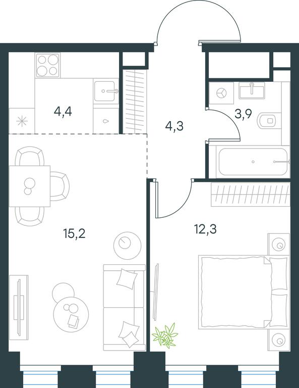 1-BD Apartment Sale, 40.1平方米 at Level Seligerskaya 2, Ilmenskiy Drive, 8Ас1, Moscow, Russia #1