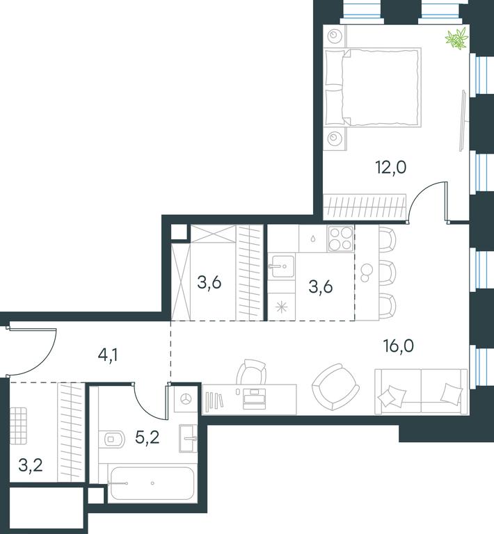 1-BD Apartment Sale, 47.7平方米 at Level Seligerskaya 2, Ilmenskiy Drive, 8Ас1, Moscow, Russia #1 1-BD Apartment Sale, 47.7平方米 at Level Seligerskaya 2, Ilmenskiy Drive, 8Ас1, Moscow, Russia #1