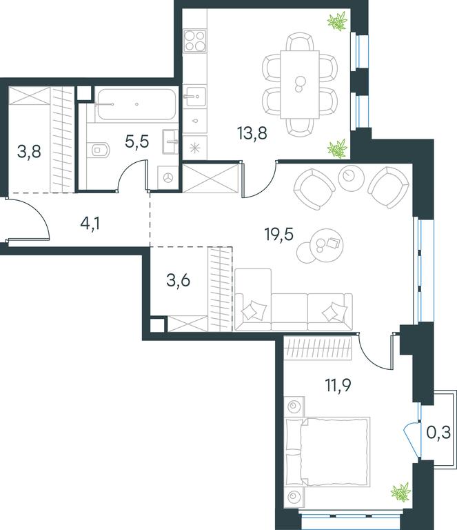 1-BD Apartment Sale, 62.5平方米 at Level Seligerskaya 2, Ilmenskiy Drive, 8Ас1, Moscow, Russia #1 1-BD Apartment Sale, 62.5平方米 at Level Seligerskaya 2, Ilmenskiy Drive, 8Ас1, Moscow, Russia #1