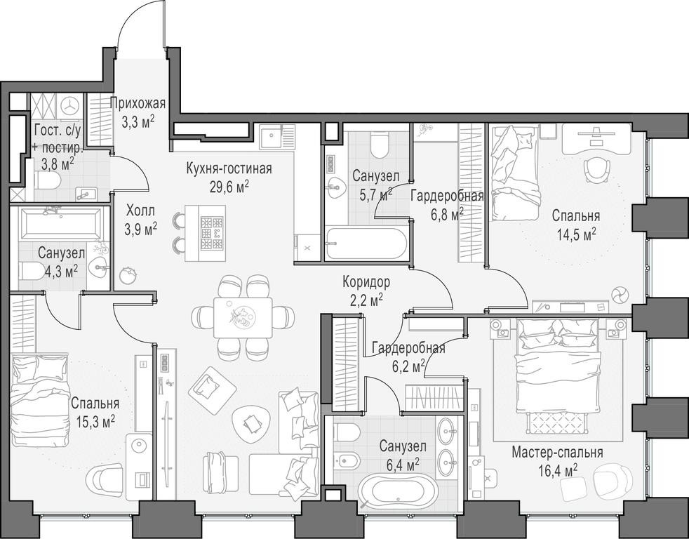 2-BD Apartment Sale, 119.3 sq. m. at Life Time, Sergeya Makeyeva Street, вл11/9с1-10, Moscow, Russia #1 2-BD Apartment Sale, 119.3 sq. m. at Life Time, Sergeya Makeyeva Street, вл11/9с1-10, Moscow, Russia #1