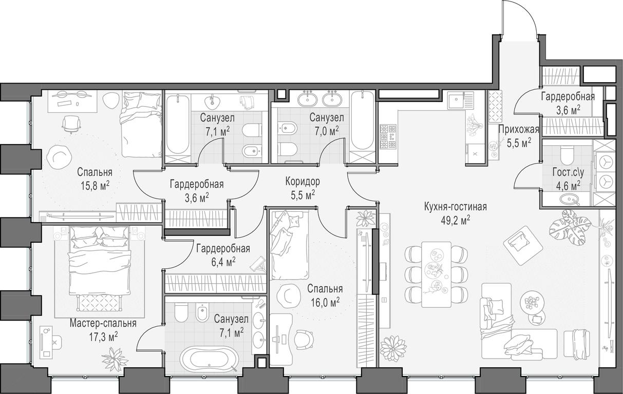 3-BD Apartment Sale, 149 sq. m. at Life Time, Sergeya Makeyeva Street, вл11/9с1-10, Moscow, Russia #1