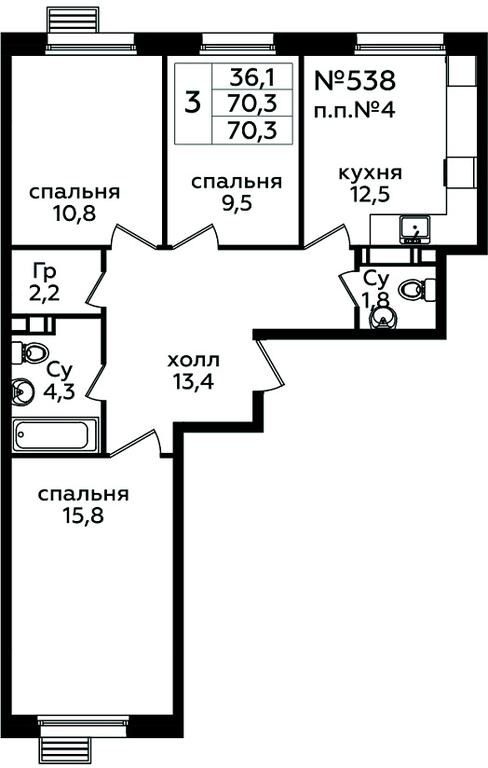 2-BD Apartment Sale, 70.3 sq. m. at Eko Bunino, prospekt Kuprina, 34к1, Sosenskoye Settlement, Moscow, Russia #1 2-BD Apartment Sale, 70.3 sq. m. at Eko Bunino, prospekt Kuprina, 34к1, Sosenskoye Settlement, Moscow, Russia #1
