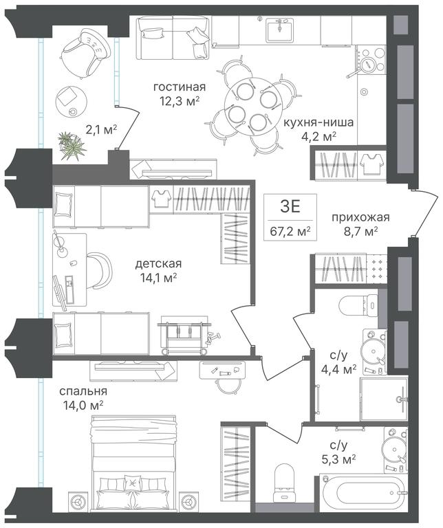 2-BD Apartment Sale, 65.1平方米 at Petrovskiy Park II, Stary Petrovsko-Razumovsky Drive, 1/23, Moscow, Russia #2 2-BD Apartment Sale, 65.1平方米 at Petrovskiy Park II, Stary Petrovsko-Razumovsky Drive, 1/23, Moscow, Russia #2