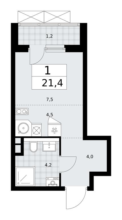 Apartment Sale, 21.4平方米 at Prokshino, Prokshino Residential Complex, Sosenskoye Settlement, Moscow, Russia #1
