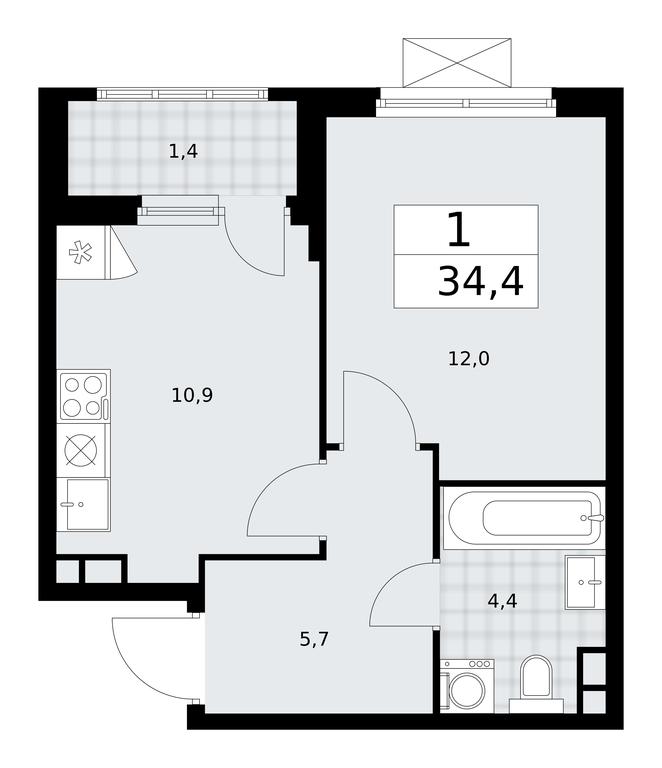 Apartment Sale, 34.4平方米 at Prokshino, Prokshino Residential Complex, Sosenskoye Settlement, Moscow, Russia #2