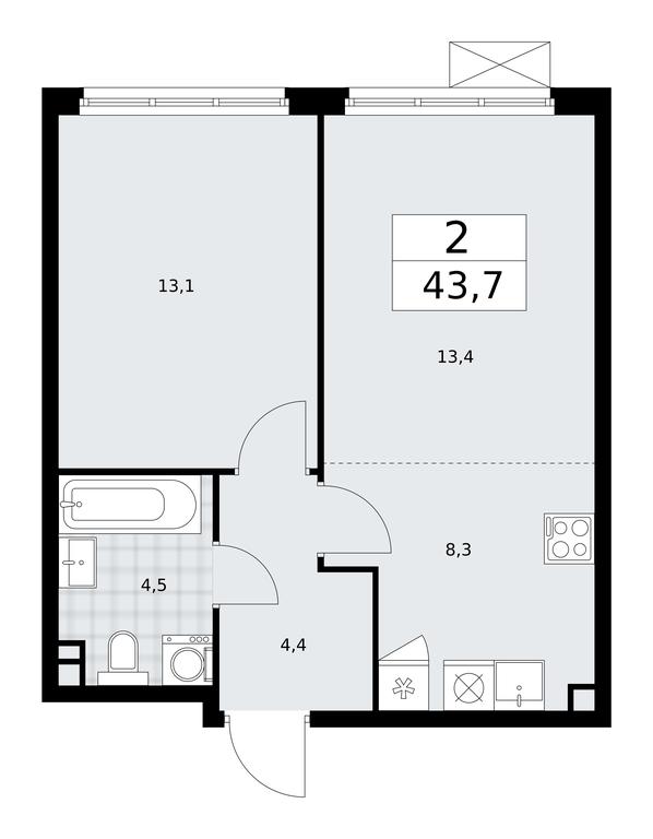 1-BD Apartment Sale, 43.7平方米 at Prokshino, Prokshino Residential Complex, Sosenskoye Settlement, Moscow, Russia #2 1-BD Apartment Sale, 43.7平方米 at Prokshino, Prokshino Residential Complex, Sosenskoye Settlement, Moscow, Russia #2