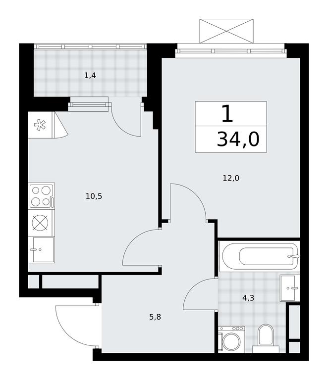 Apartment Sale, 34 sq. m. at Prokshino, Prokshino Residential Complex, Sosenskoye Settlement, Moscow, Russia #1