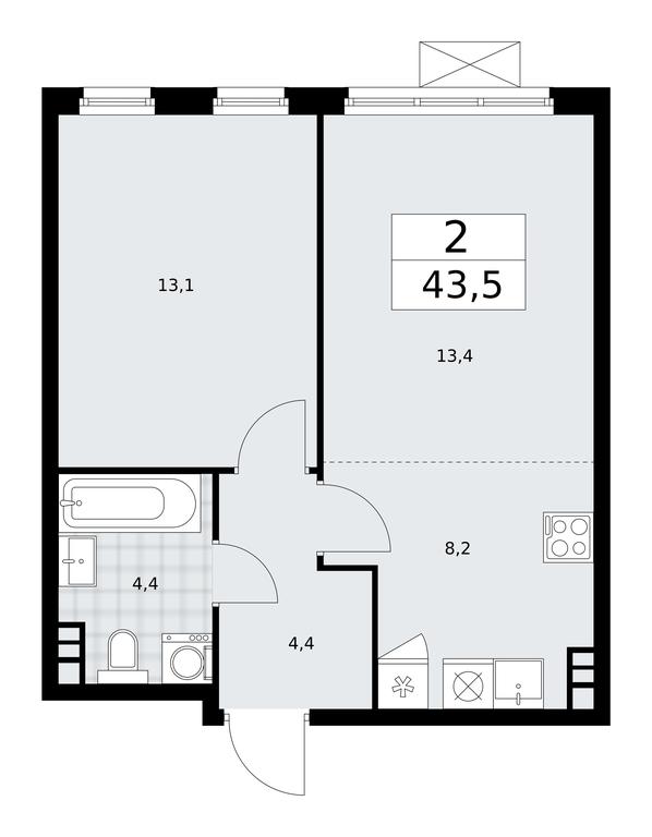 1-BD Apartment Sale, 43.5 sq. m. at Prokshino, Prokshino Residential Complex, Sosenskoye Settlement, Moscow, Russia #2 1-BD Apartment Sale, 43.5 sq. m. at Prokshino, Prokshino Residential Complex, Sosenskoye Settlement, Moscow, Russia #2