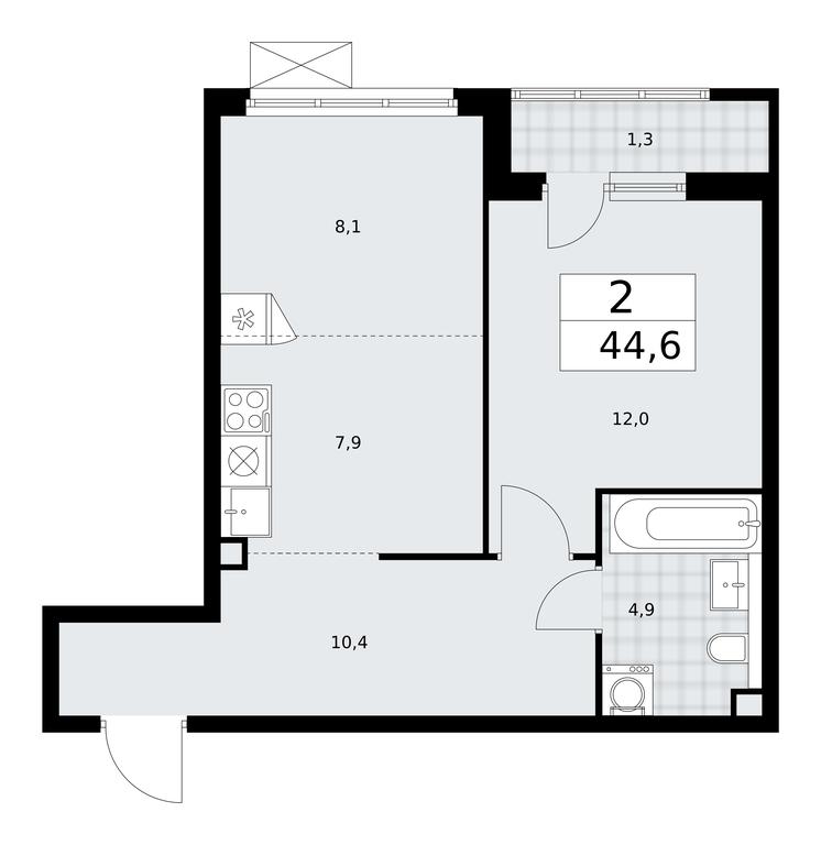 1-BD Apartment Sale, 44.6平方米 at Prokshino, Prokshino Residential Complex, Sosenskoye Settlement, Moscow, Russia #1 1-BD Apartment Sale, 44.6平方米 at Prokshino, Prokshino Residential Complex, Sosenskoye Settlement, Moscow, Russia #1