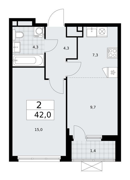 1-BD Apartment Sale, 42平方米 at Prokshino, Prokshino Residential Complex, Sosenskoye Settlement, Moscow, Russia #2 1-BD Apartment Sale, 42平方米 at Prokshino, Prokshino Residential Complex, Sosenskoye Settlement, Moscow, Russia #2