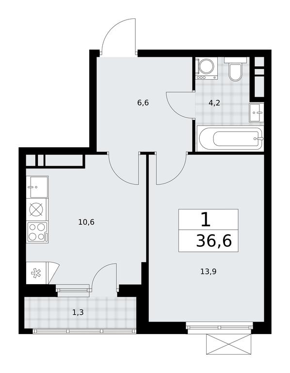Apartment Sale, 36.6平方米 at Prokshino, Prokshino Residential Complex, Sosenskoye Settlement, Moscow, Russia #2