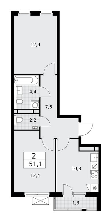 1-BD Apartment Sale, 51.1 sq. m. at Prokshino, Prokshino Residential Complex, Sosenskoye Settlement, Moscow, Russia #2 1-BD Apartment Sale, 51.1 sq. m. at Prokshino, Prokshino Residential Complex, Sosenskoye Settlement, Moscow, Russia #2