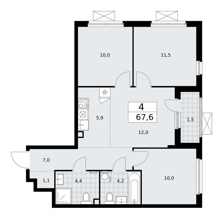 3-BD Apartment Sale, 67.6 sq. m. at Prokshino, Prokshino Residential Complex, Sosenskoye Settlement, Moscow, Russia #2 3-BD Apartment Sale, 67.6 sq. m. at Prokshino, Prokshino Residential Complex, Sosenskoye Settlement, Moscow, Russia #2