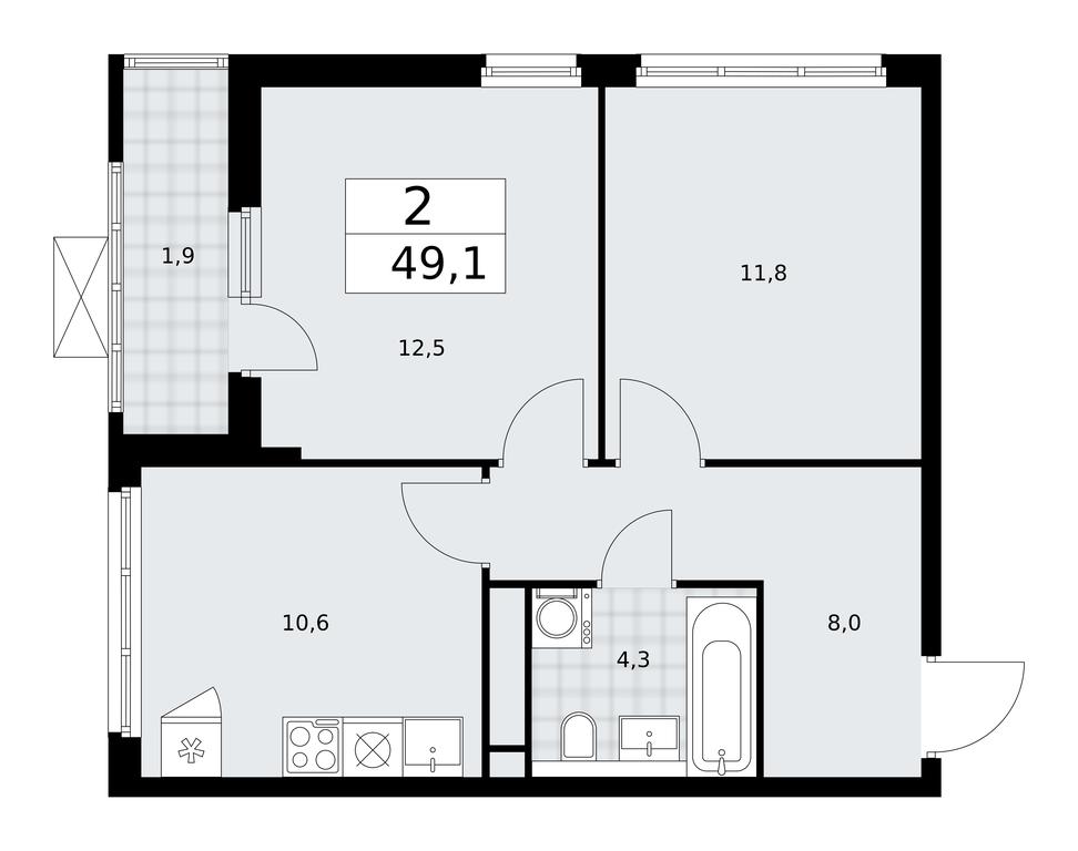 1-BD Apartment Sale, 49.1平方米 at Prokshino, Prokshino Residential Complex, Sosenskoye Settlement, Moscow, Russia #2 1-BD Apartment Sale, 49.1平方米 at Prokshino, Prokshino Residential Complex, Sosenskoye Settlement, Moscow, Russia #2