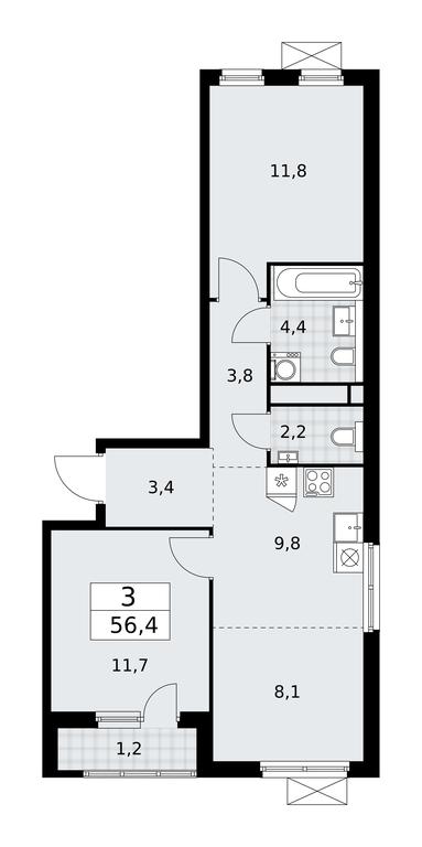 2-BD Apartment Sale, 56.4 sq. m. at Prokshino, Prokshino Residential Complex, Sosenskoye Settlement, Moscow, Russia #2 2-BD Apartment Sale, 56.4 sq. m. at Prokshino, Prokshino Residential Complex, Sosenskoye Settlement, Moscow, Russia #2
