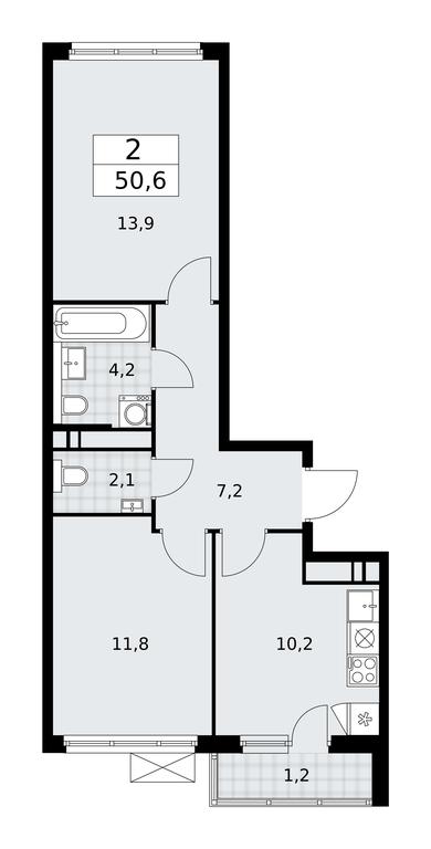 1-BD Apartment Sale, 50.6 sq. m. at Prokshino, Prokshino Residential Complex, Sosenskoye Settlement, Moscow, Russia #1