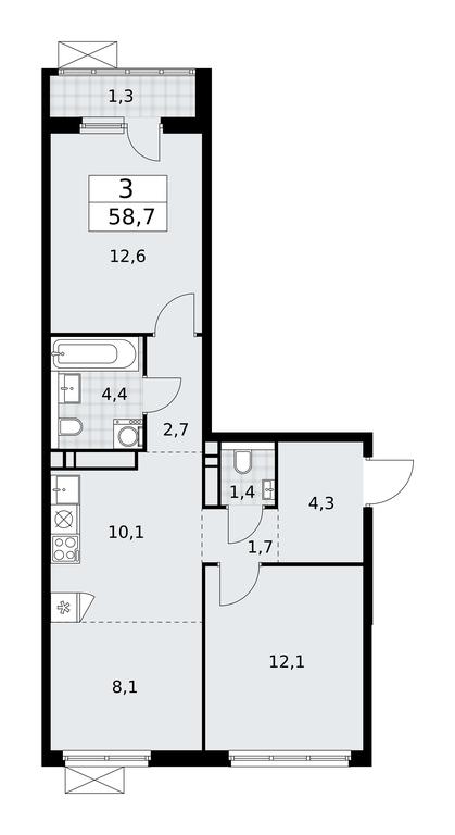 2-BD Apartment Sale, 58.7平方米 at Prokshino, Prokshino Residential Complex, Sosenskoye Settlement, Moscow, Russia #1 2-BD Apartment Sale, 58.7平方米 at Prokshino, Prokshino Residential Complex, Sosenskoye Settlement, Moscow, Russia #1