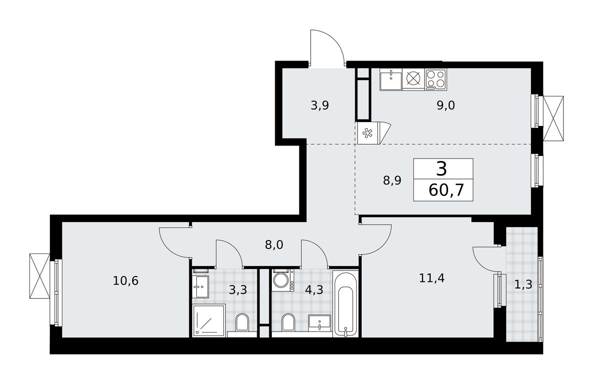 2-BD Apartment Sale, 60.7 sq. m. at Prokshino, Prokshino Residential Complex, Sosenskoye Settlement, Moscow, Russia #2 2-BD Apartment Sale, 60.7 sq. m. at Prokshino, Prokshino Residential Complex, Sosenskoye Settlement, Moscow, Russia #2