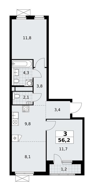 2-BD Apartment Sale, 56.2平方米 at Prokshino, Prokshino Residential Complex, Sosenskoye Settlement, Moscow, Russia #2 2-BD Apartment Sale, 56.2平方米 at Prokshino, Prokshino Residential Complex, Sosenskoye Settlement, Moscow, Russia #2