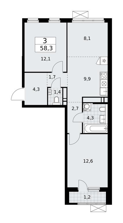 2-BD Apartment Sale, 58.3 sq. m. at Prokshino, Prokshino Residential Complex, Sosenskoye Settlement, Moscow, Russia #1 2-BD Apartment Sale, 58.3 sq. m. at Prokshino, Prokshino Residential Complex, Sosenskoye Settlement, Moscow, Russia #1