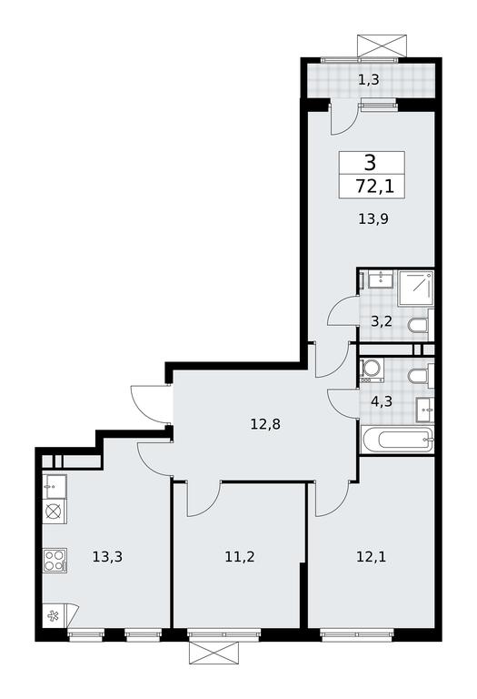 2-BD Apartment Sale, 72.1 sq. m. at Prokshino, Prokshino Residential Complex, Sosenskoye Settlement, Moscow, Russia #2 2-BD Apartment Sale, 72.1 sq. m. at Prokshino, Prokshino Residential Complex, Sosenskoye Settlement, Moscow, Russia #2
