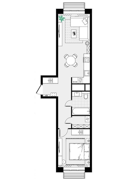 1-BD Apartment Sale, 46.96平方米 at Novograd Pavlino, Kosinskoye shosse, 2, Novoye Pavlino Microdistrict, Balashikha, Moscow Region, Russia #2