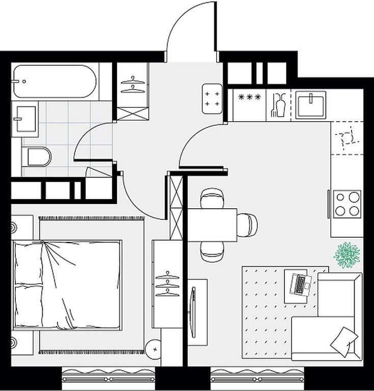 Apartment Sale, 32.6 sq. m. at Tsvetochnye Poliany, kvartal № 23, Filimonkovskoye Municipal Formation, Moscow, Russia #2