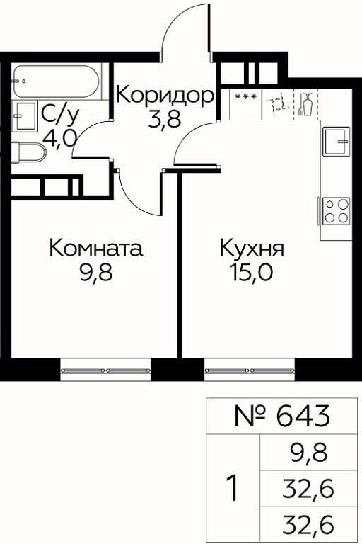 Apartment Sale, 32.6 sq. m. at Tsvetochnye Poliany, kvartal № 23, Filimonkovskoye Municipal Formation, Moscow, Russia #1