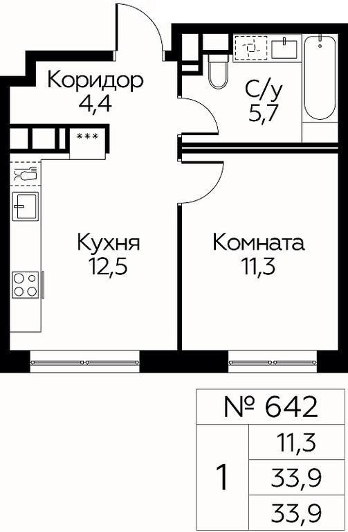 Apartment Sale, 33.9 sq. m. at Tsvetochnye Poliany, kvartal № 23, Filimonkovskoye Municipal Formation, Moscow, Russia #1