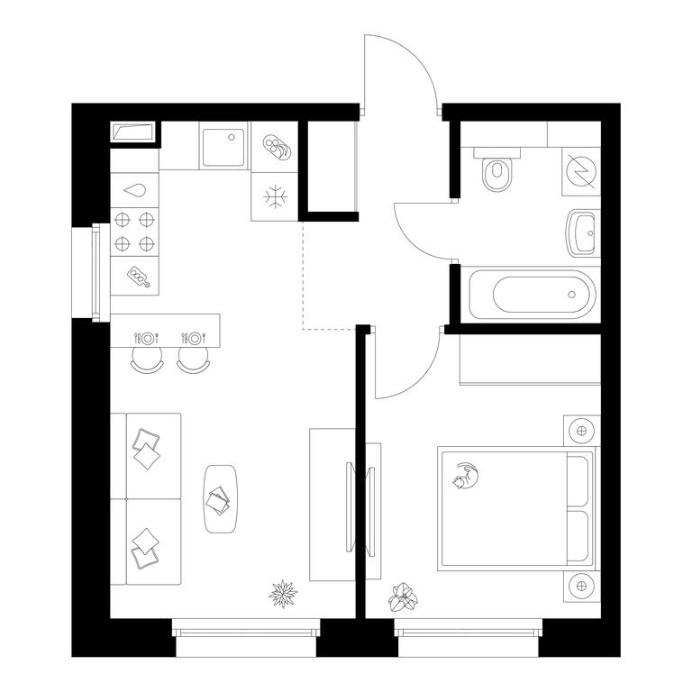 1-BD Apartment Sale, 34 sq. m. at Polar, Polyarnaya Street, 39Б, Moscow, Russia #2