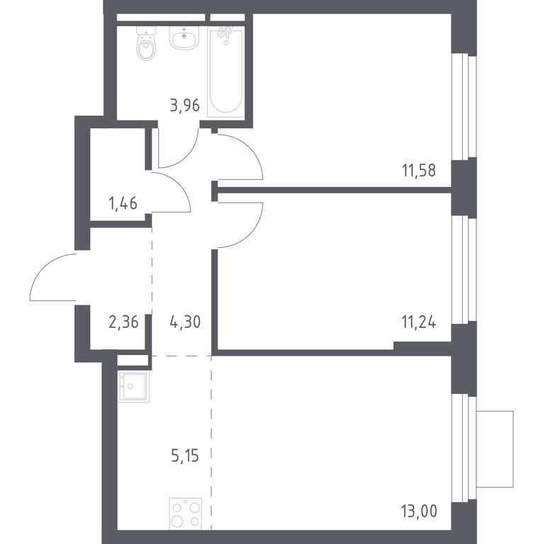 1-BD Apartment Sale, 53.05 sq. m. at Novoe Vidnoe, Kalinovka Village, Leninskiy City District, Moscow Region, Russia #1 1-BD Apartment Sale, 53.05 sq. m. at Novoe Vidnoe, Kalinovka Village, Leninskiy City District, Moscow Region, Russia #1