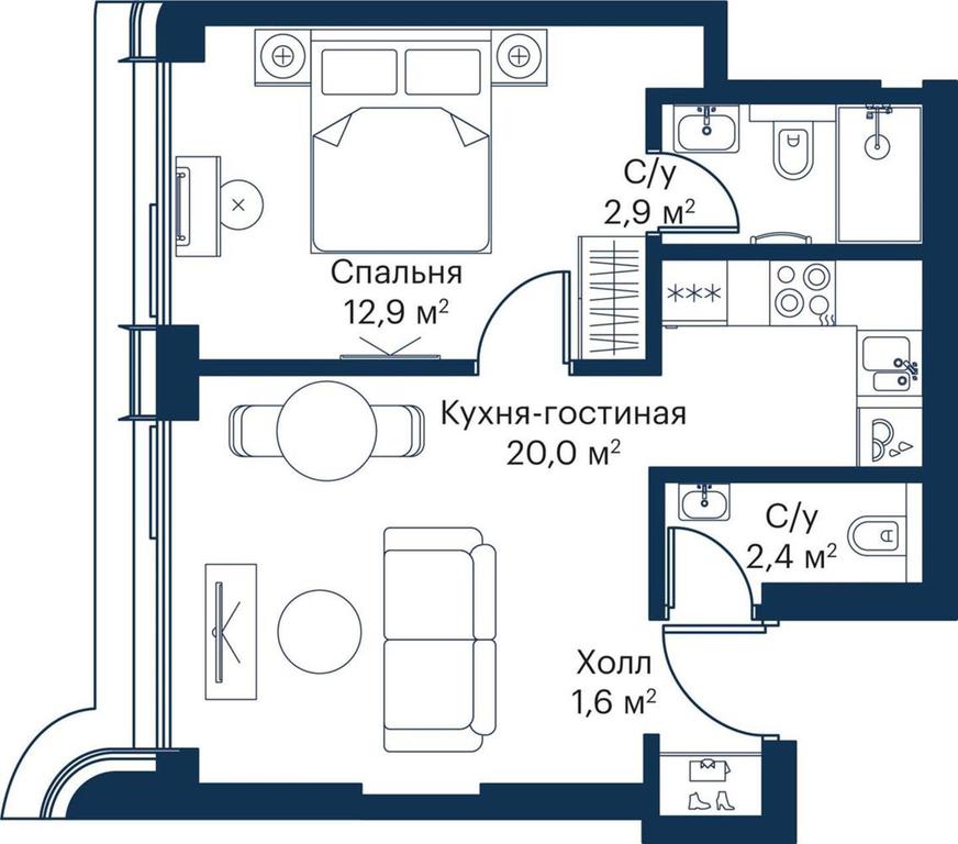 1-BD Apartment Sale, 39.2 sq. m. at City Bay, Volokolamskoye Highway, 95с3, Moscow, Russia #1 1-BD Apartment Sale, 39.2 sq. m. at City Bay, Volokolamskoye Highway, 95с3, Moscow, Russia #1