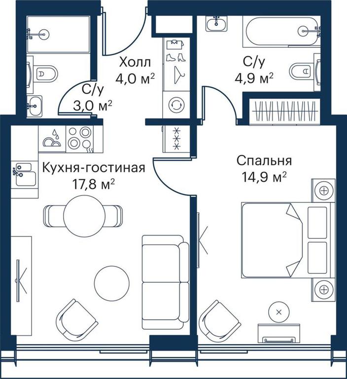1-BD Apartment Sale, 44.18平方米 at City Bay, Volokolamskoye Highway, 95с3, Moscow, Russia #1 1-BD Apartment Sale, 44.18平方米 at City Bay, Volokolamskoye Highway, 95с3, Moscow, Russia #1