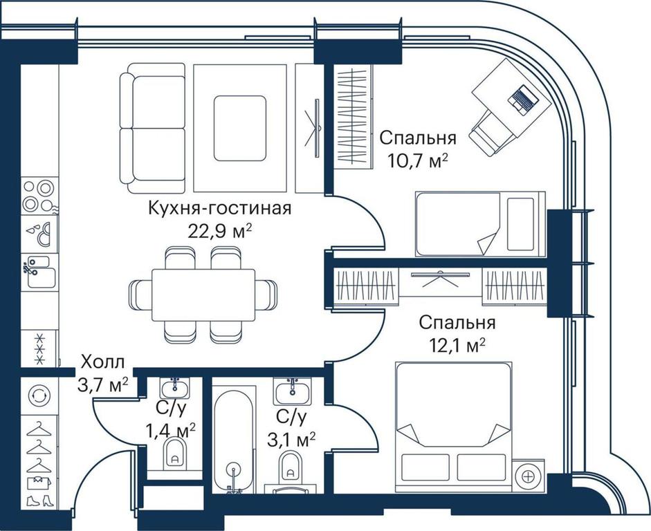 2-BD Apartment Sale, 52.95 sq. m. at City Bay, Volokolamskoye Highway, 95с3, Moscow, Russia #1 2-BD Apartment Sale, 52.95 sq. m. at City Bay, Volokolamskoye Highway, 95с3, Moscow, Russia #1