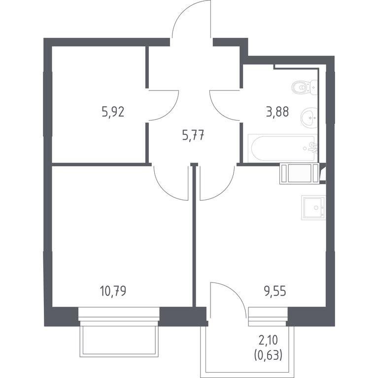 Apartment Sale, 35.9 sq. m. at Tomilino Park, 1-y kvartal, posyolok Zhilino-1, Lubertsy City District, Moscow Region, Russia #1