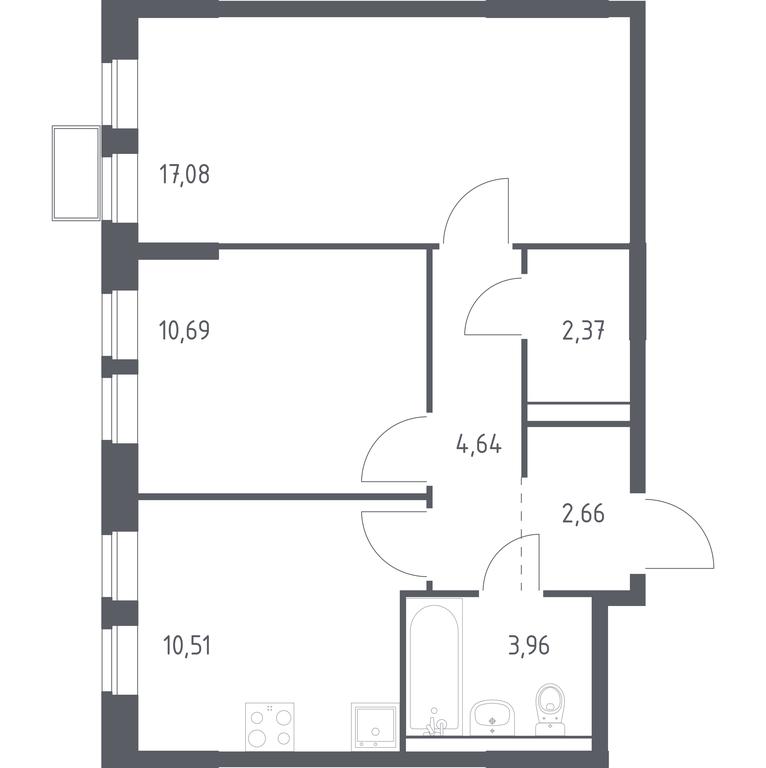 1-BD Apartment Sale, 51.91 sq. m. at Prigorod Lesnoe, Molodyozhny bulvar, 6, derevnya Misaylovo, Leninskiy City District, Moscow Region, Russia #1