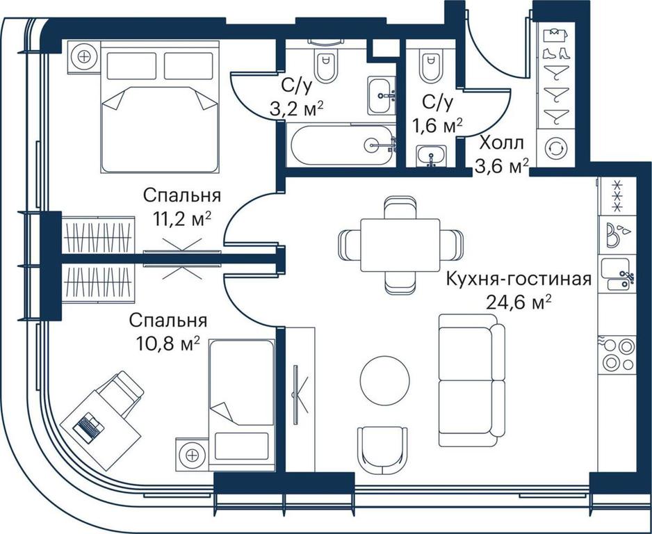 2-BD Apartment Sale, 53.84 sq. m. at City Bay, Volokolamskoye Highway, 95с3, Moscow, Russia #1 2-BD Apartment Sale, 53.84 sq. m. at City Bay, Volokolamskoye Highway, 95с3, Moscow, Russia #1