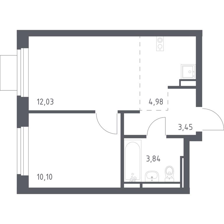 Apartment Sale, 34.4 sq. m. at Novoe Vidnoe, Kalinovka Village, Leninskiy City District, Moscow Region, Russia #1