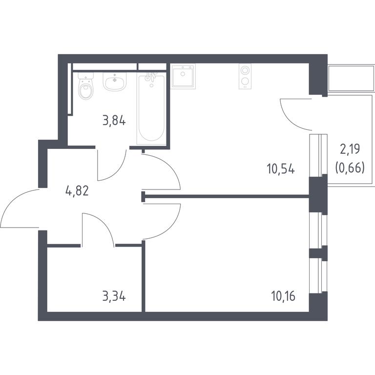 Apartment Sale, 33.36 sq. m. at Novoe Vidnoe, Kalinovka Village, Leninskiy City District, Moscow Region, Russia #1