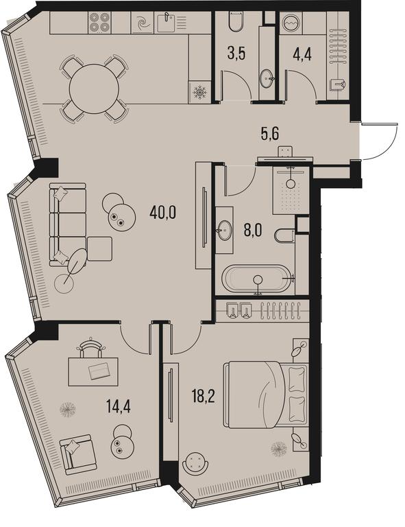 2-BD Apartment Sale, 95.4平方米 at High Life, Letnikovskaya Street, 11/10с1, Moscow, Russia #1